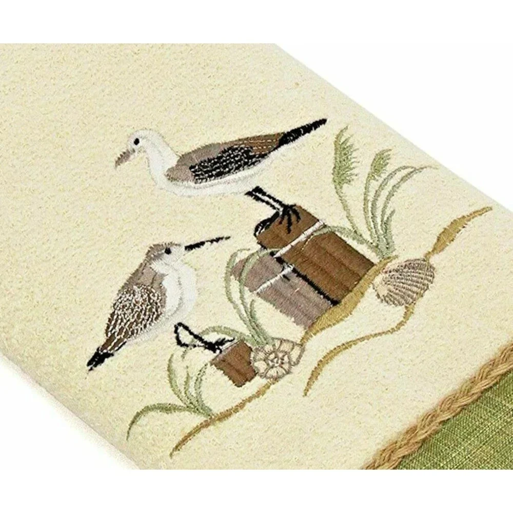 Avanti Sea Birds Bath Towel in Ivory Embroidered Beach Tropical Bath NEW
